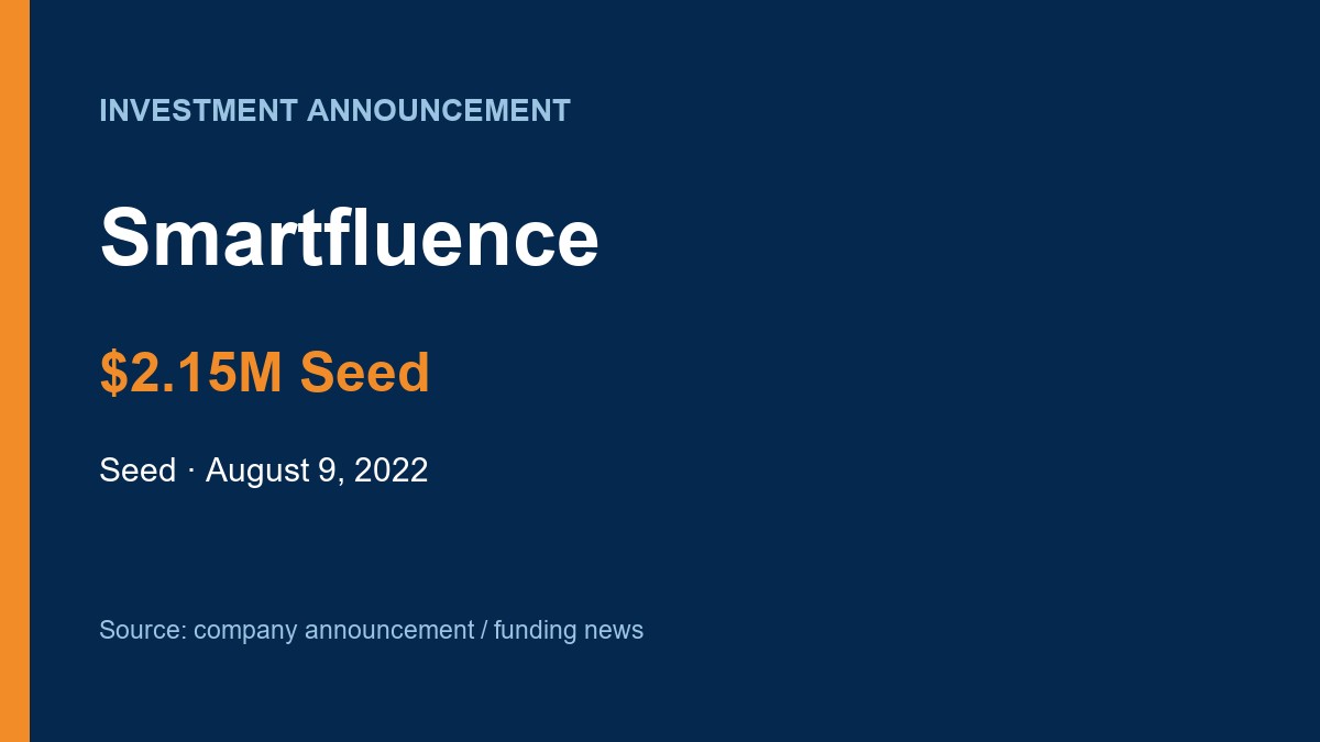 Smartfluence $2.15M Seed funding announcement